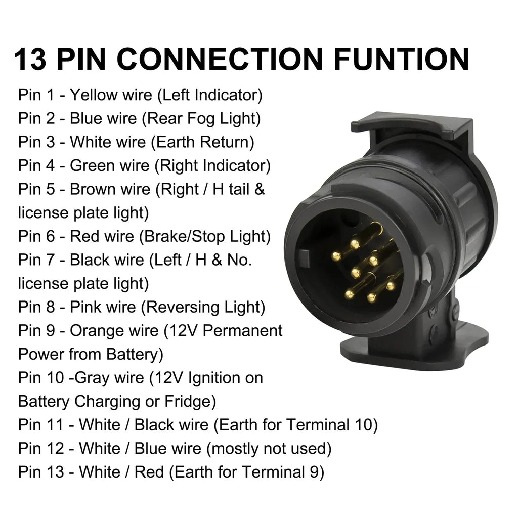 13 Pin to 7 Pin Trailer Adapter | 12V Waterproof Towbar Plug