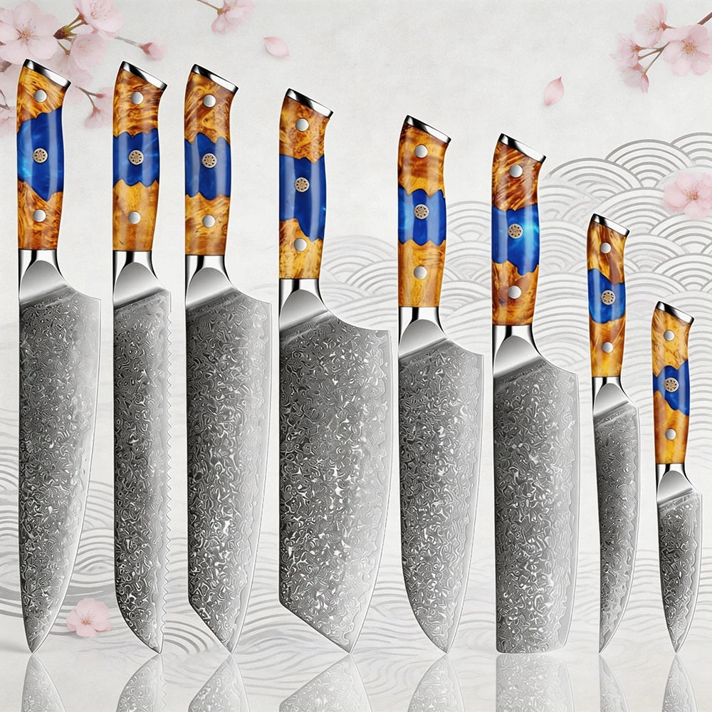 XITUO Damascus Steel Knife Set | Japanese VG10 1–8 PCS