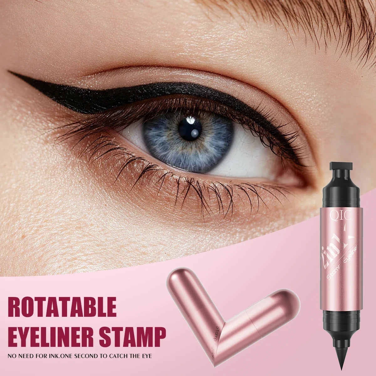 QIC 2-in-1 Stamp Eyeliner – Waterproof Quick-Dry Liquid Liner