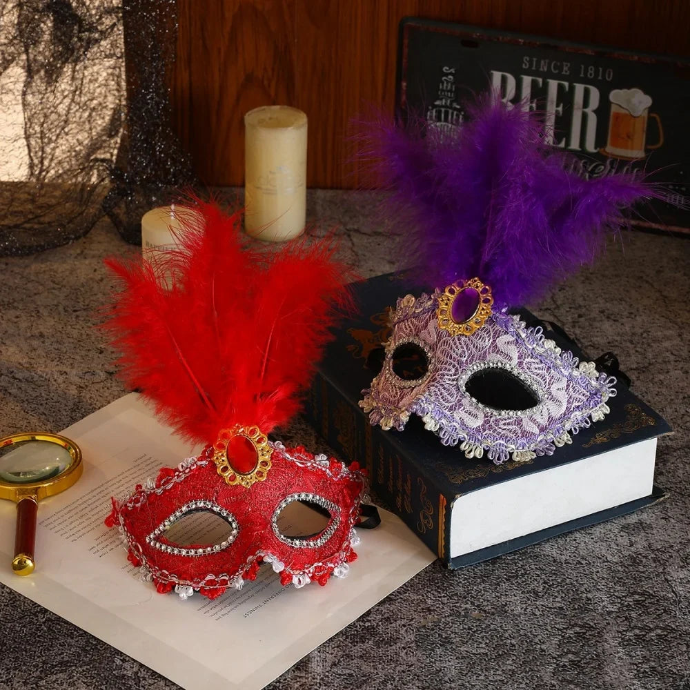 Venetian Venice Glowing Feather Led Masks Woman Fancy Dance Party Eye