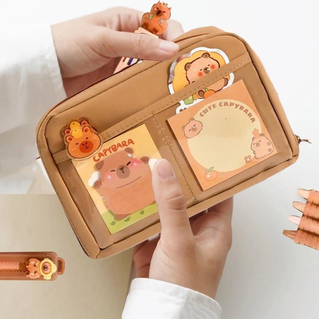 Capybara Stationery Portable Stationary Bag Cute Pencil Case Pens