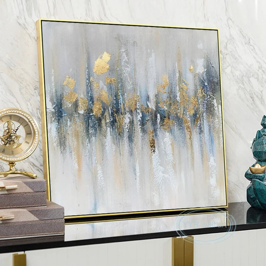 Gold Foil Abstract Hand-Painted Oil Painting | Nordic Wall Art