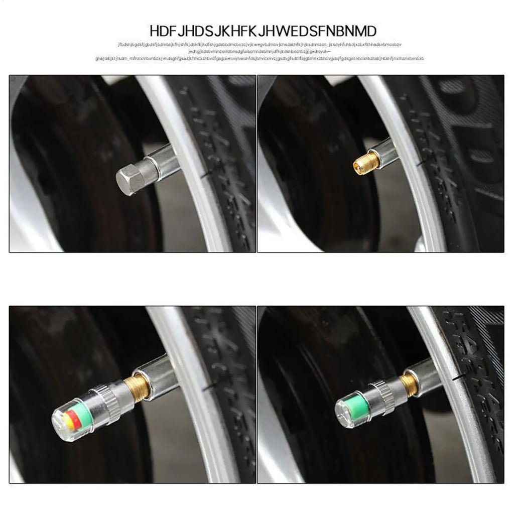 Tire Pressure Alert Valve Caps 4-Pack | Color-Changing Monitor