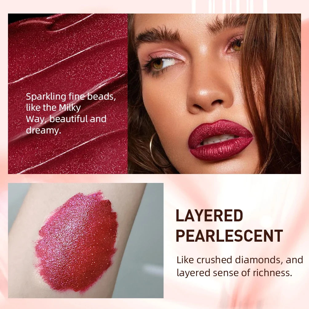 QIBEST Diamond Glitter Lip Gloss – Shimmer Matte Liquid Lipstick