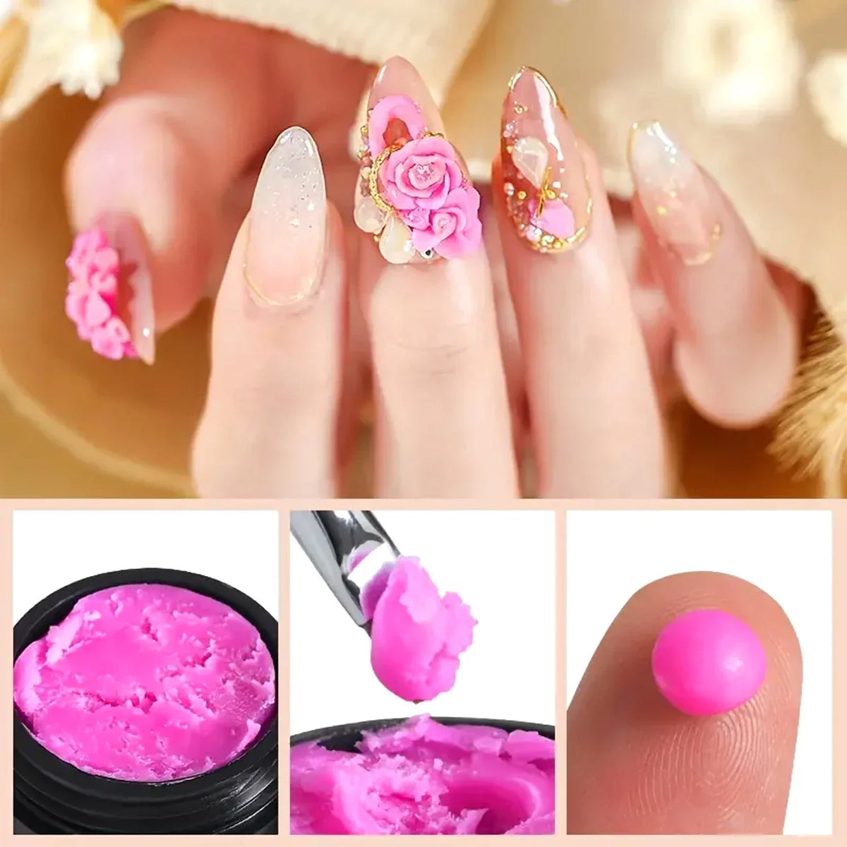 Nail Art Accessories Carving Gel Supplies 3D 4D Model Carved