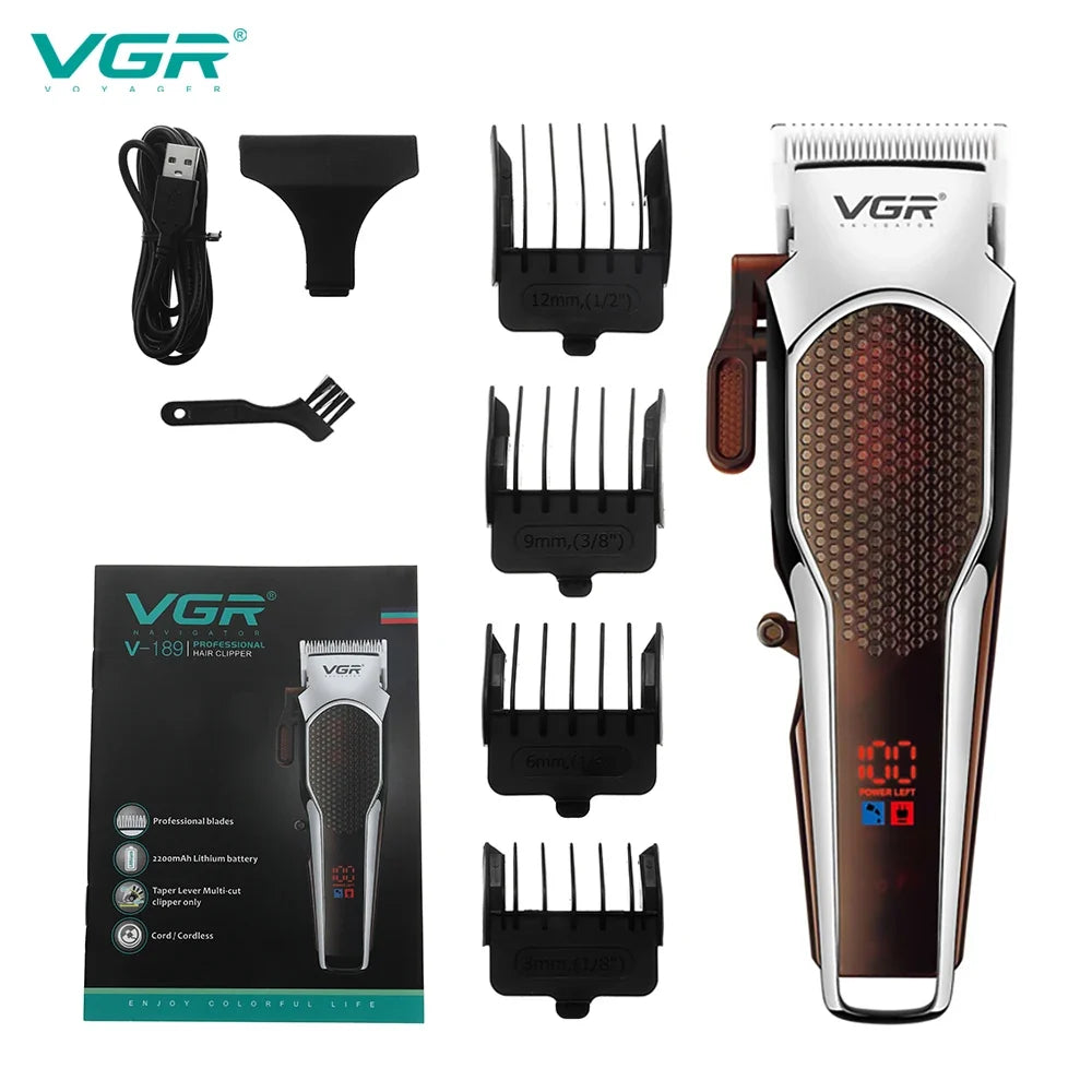 VGR V-189 Cordless Hair Clipper for Men | LED Display