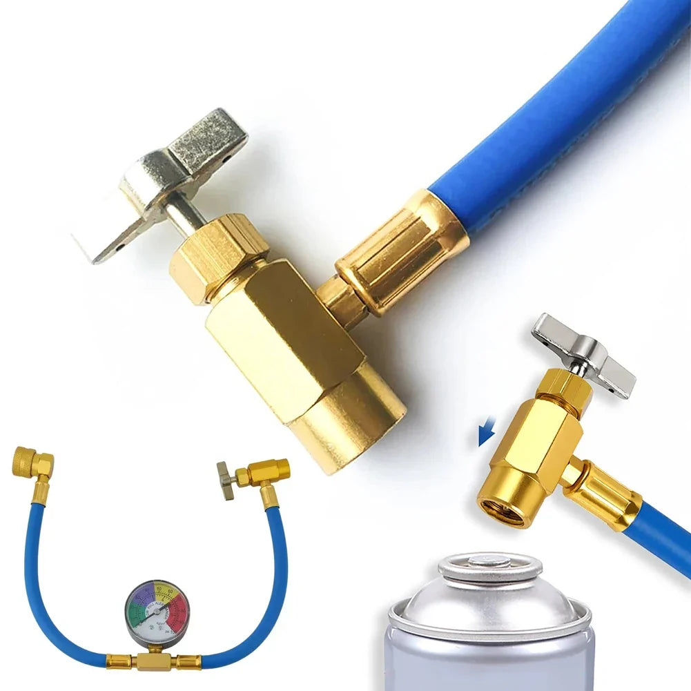 R134A Refrigerant Charge Hose Kit with Pressure Gauge