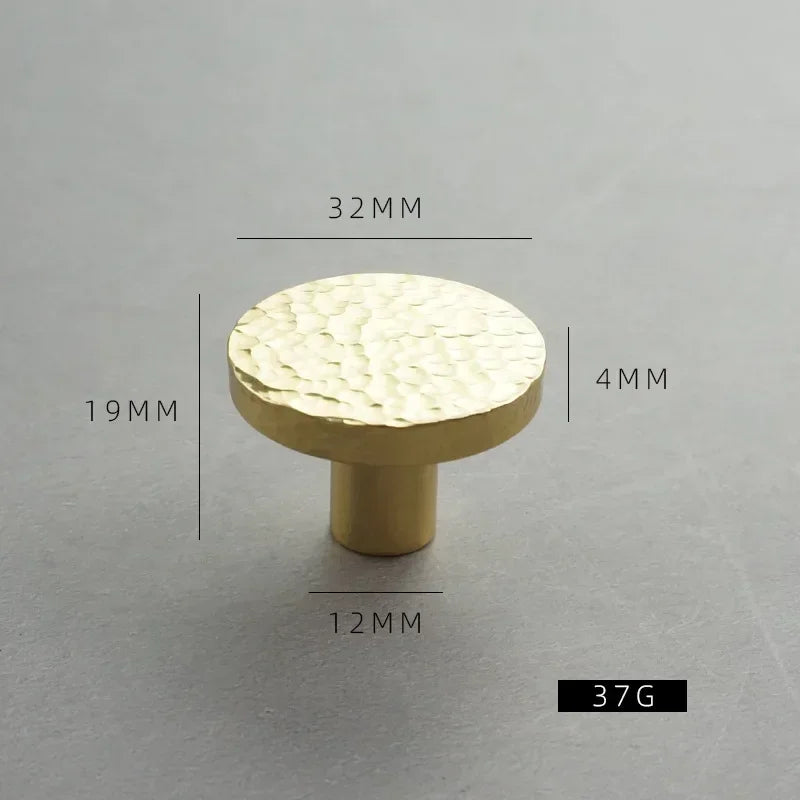 Nordic Solid Brass Cabinet Knobs – Hammered Golden Drawer Pulls