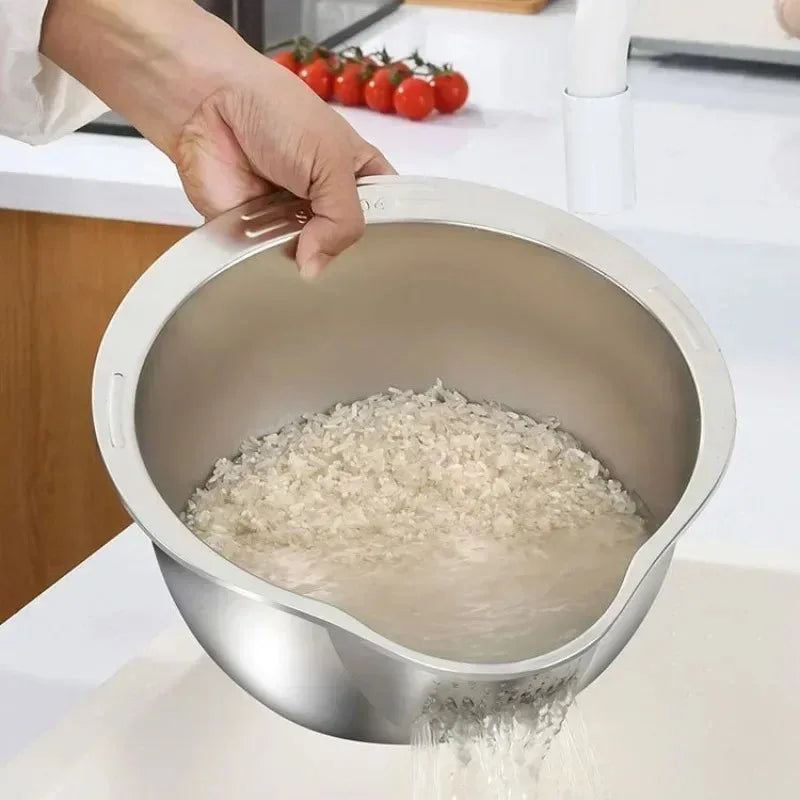 Stainless Steel 304 Rice Washer Strainer Bowl Washing Sieve Colander