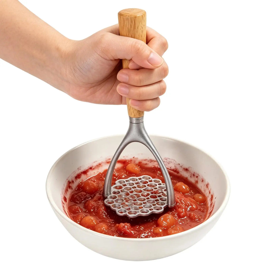 Mashed Potato Masher Double Arc Wooden Handle Kitchen Tool Ricer Food