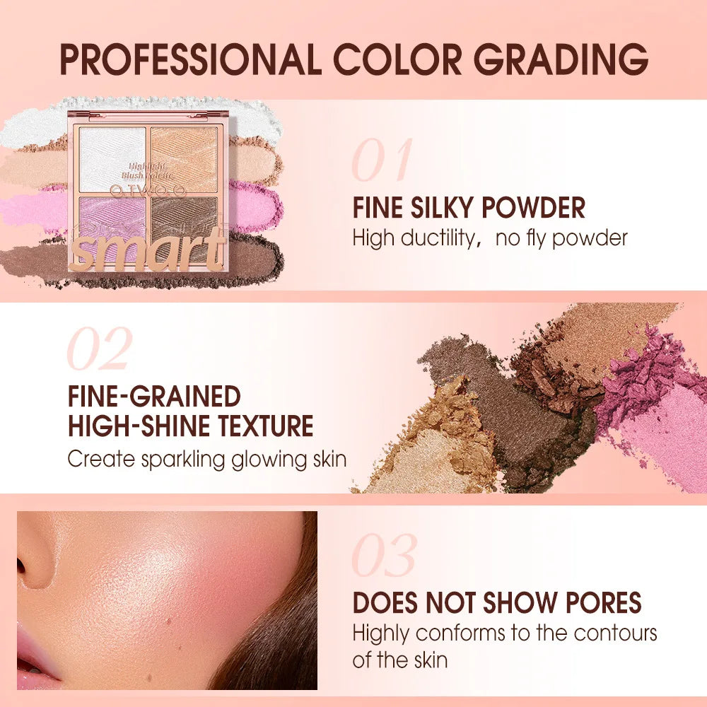 Four-color Blush Palette Finishing Pearlescent Shimmer Shadow