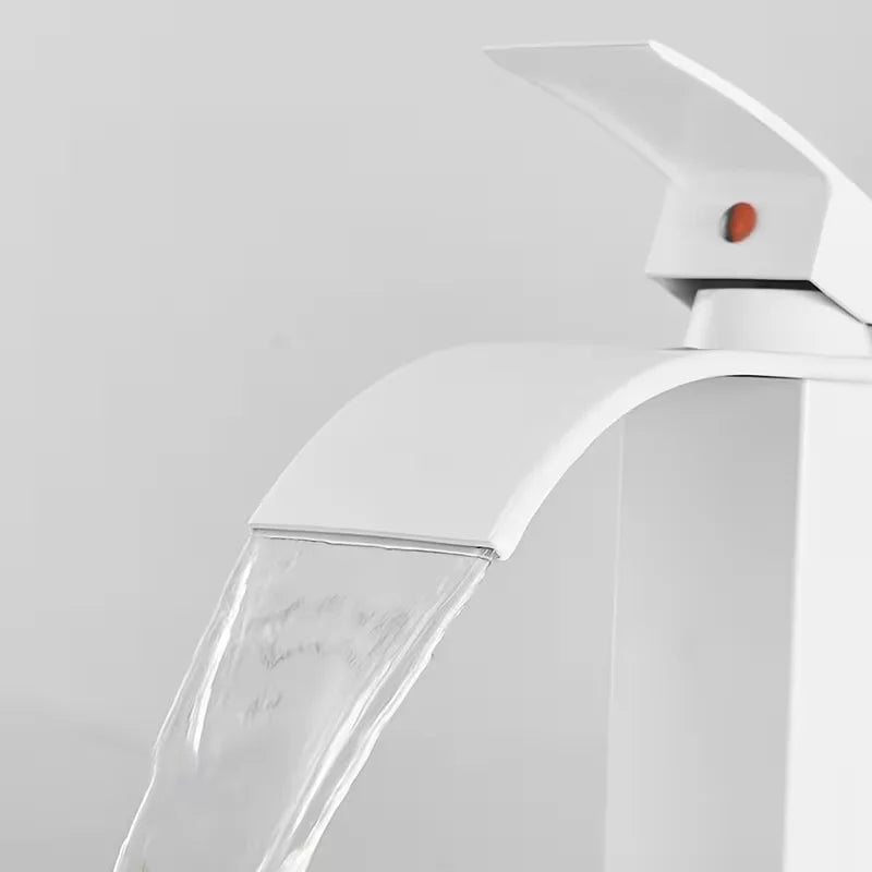 Pure White Waterfall Bathroom Basin Faucet | Single Handle
