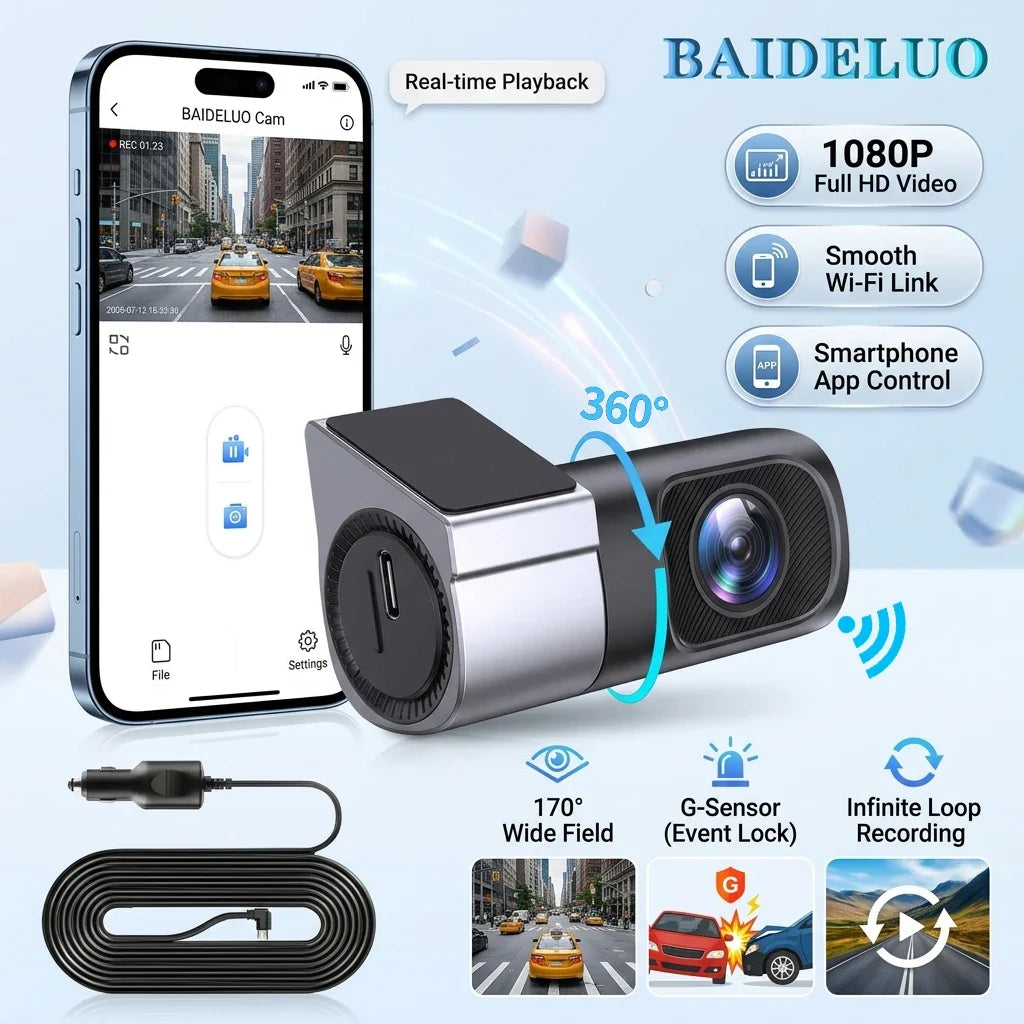 Mini Hidden 1080P Dash Cam – Night Vision, WiFi & Parking Mode