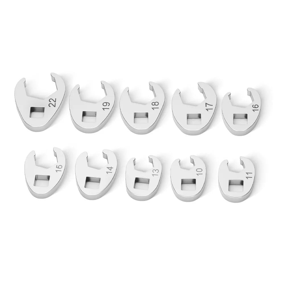 10-Pc 3/8" Drive Crowfoot Wrench Set 10–22mm Open End Spanner
