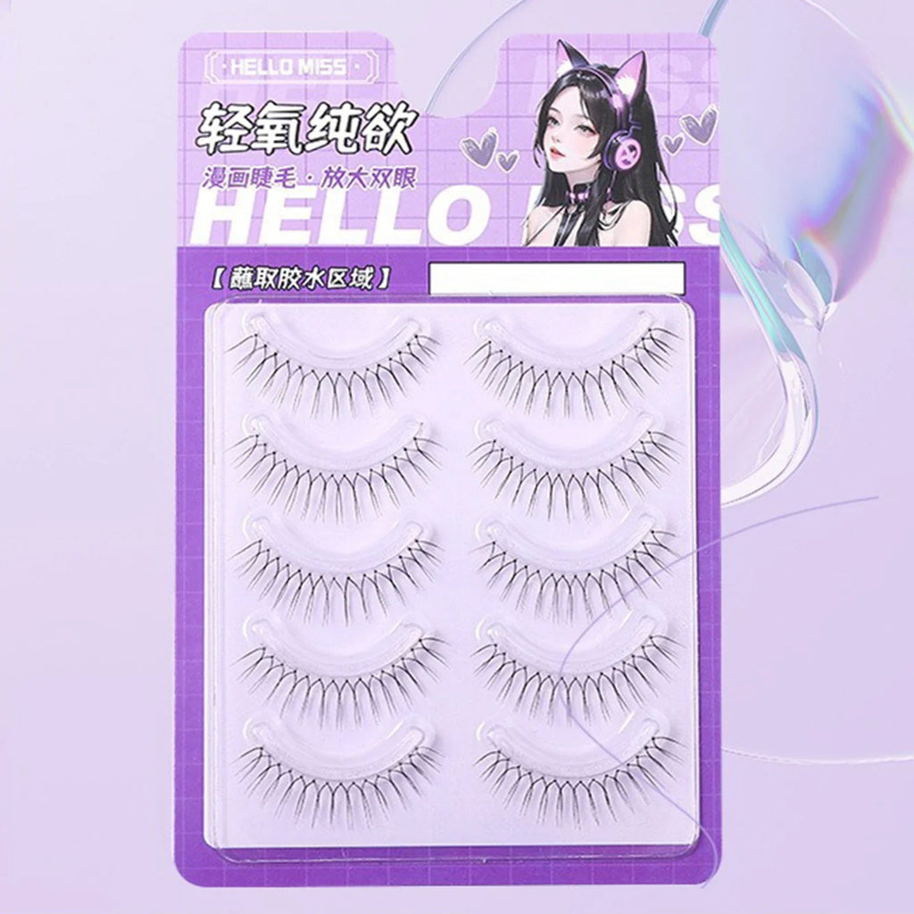 Korean Idol Wispy False Eyelashes – 5 Pairs Natural Cluster Lashes
