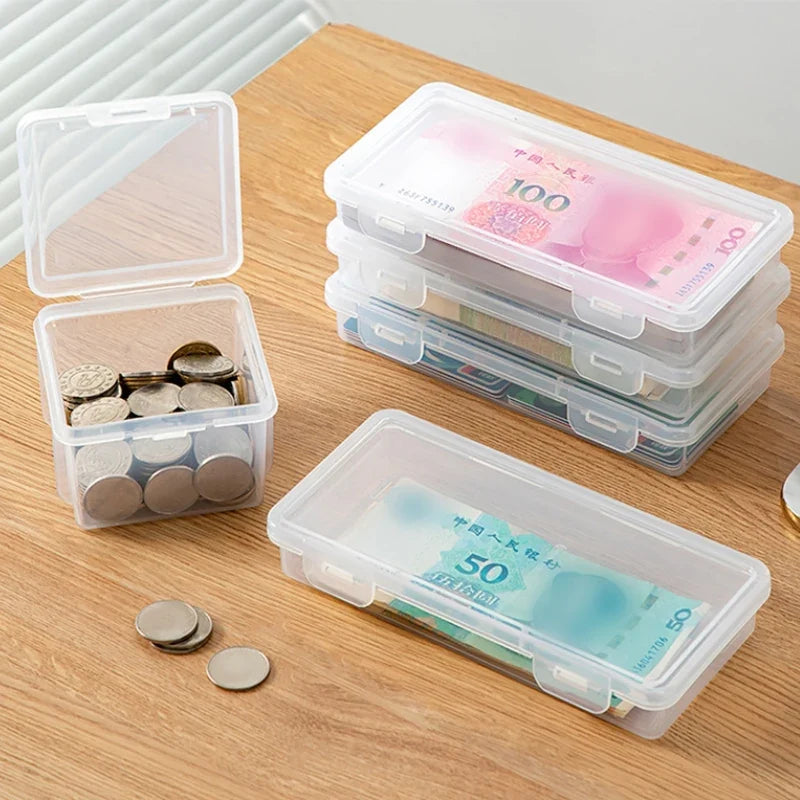 Transparent Portable Storage Box – Coin, Currency & Organizer