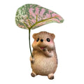 Leaf Umbrella Hedgehog Figurine | Resin Garden Statue Decor