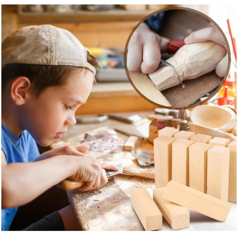 5-Pack Basswood Carving Blocks – Unfinished Whittling Wood DIY