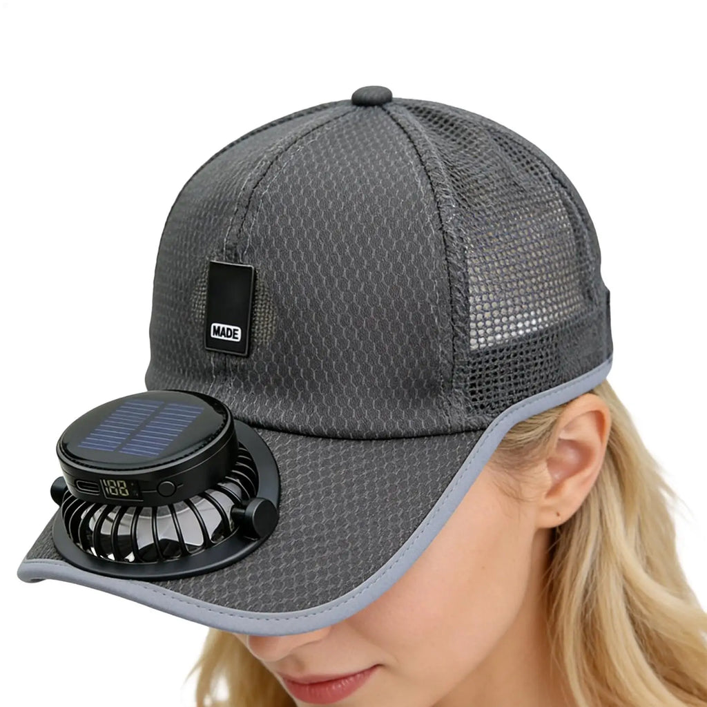 Solar Fan Baseball Cap – UV Sun Hat with USB Charging