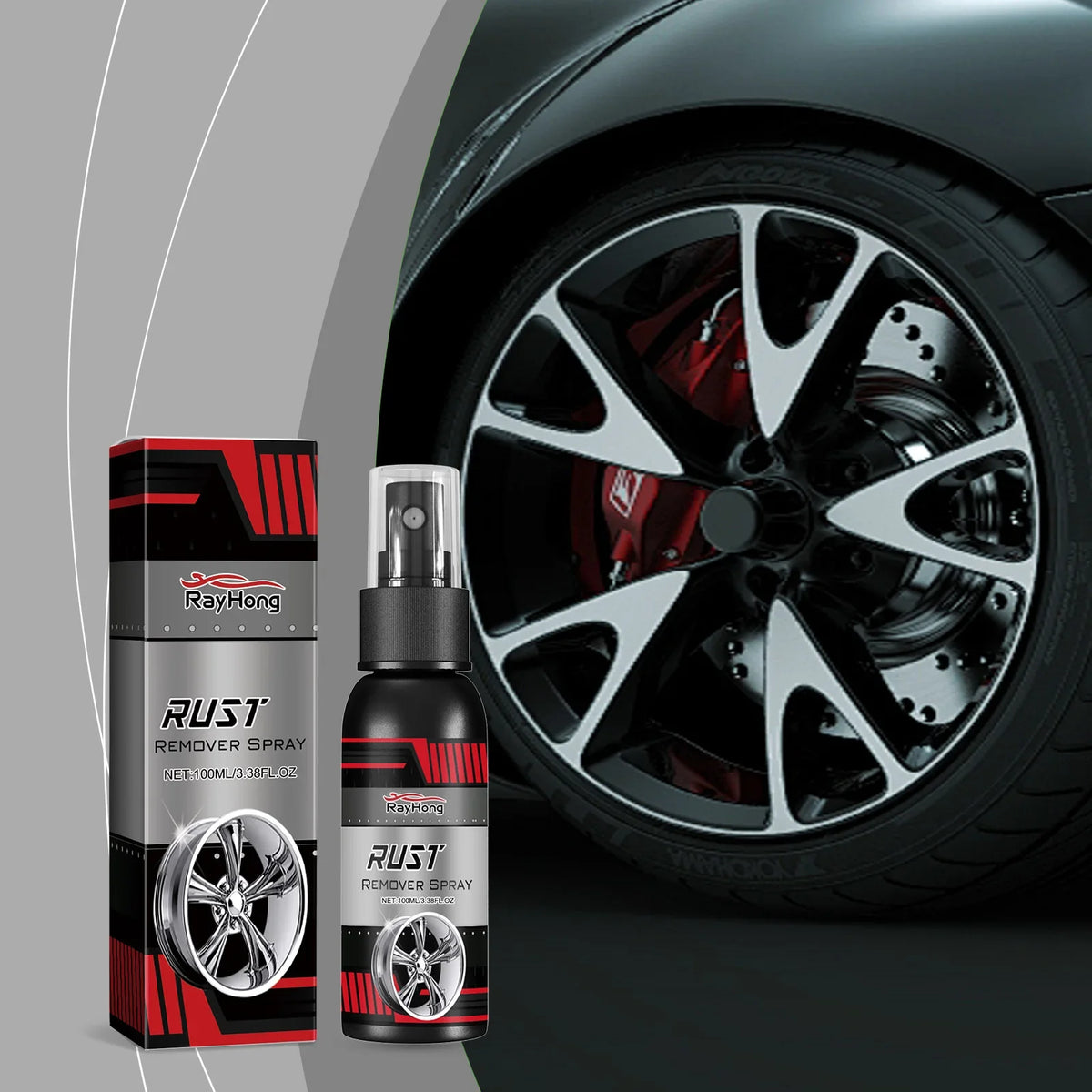 RayHong Wheel Rust Remover Spray – Metal Polish & Derust 100ml