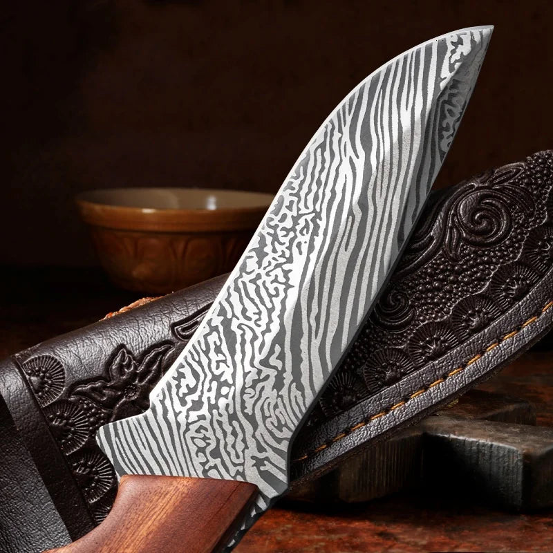 Damascus Pattern Kitchen Knife – D2 Steel Multi-Purpose Boning