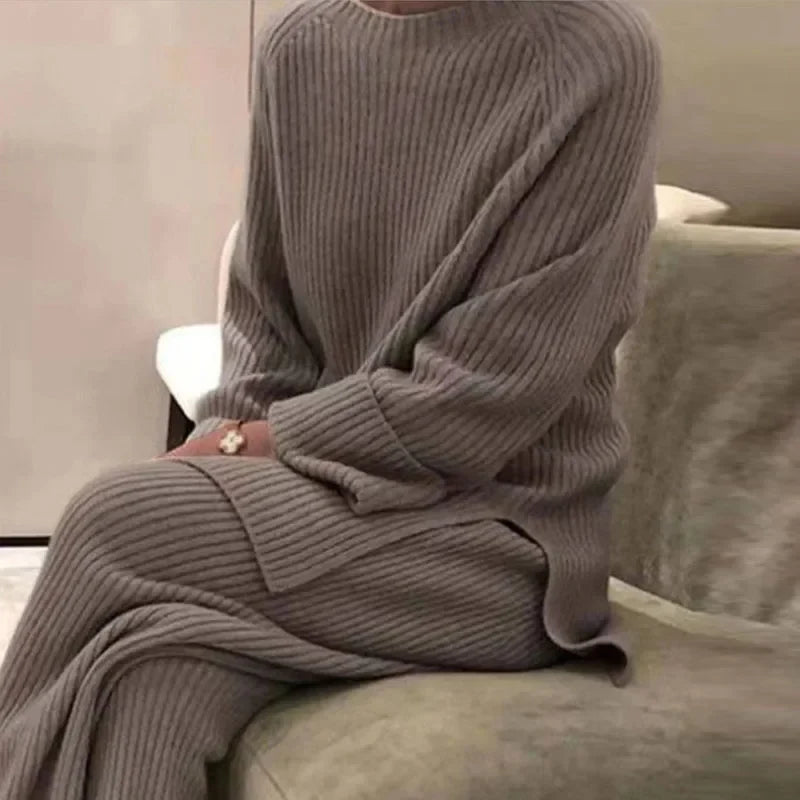 Women's Soft Knit Pajama Set – Casual Two-Piece Homewear