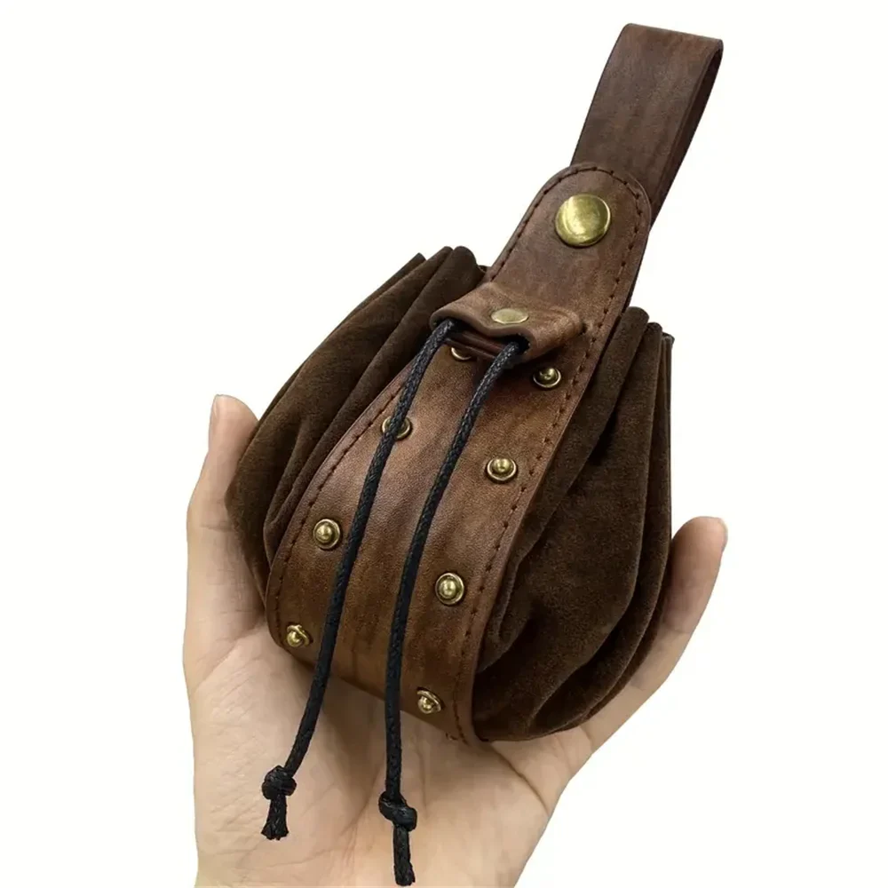 Vikings Rune Pouch String Coins Drawstring Bag Costume Vintage