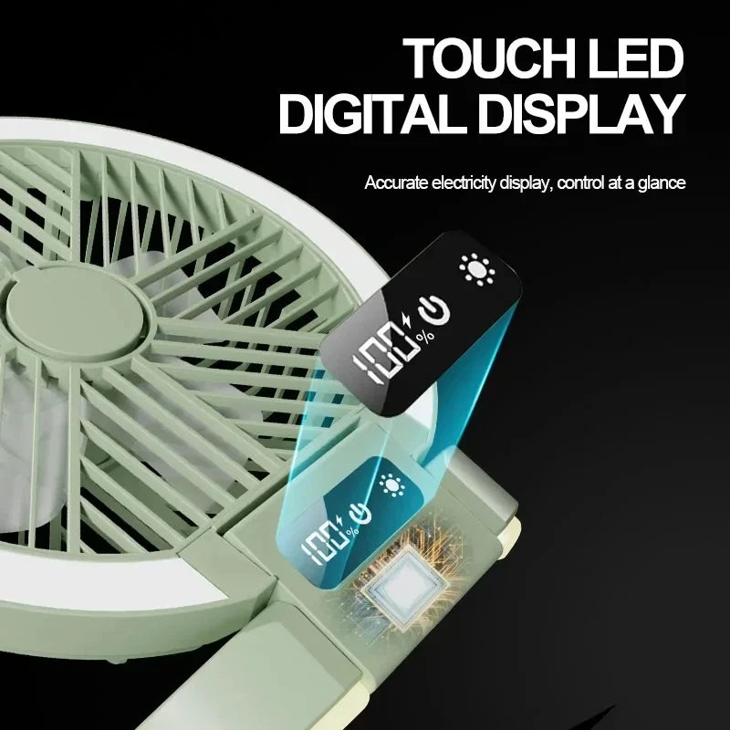Wireless Portable Electric Fan – LED Display, Desktop & Wall Mount