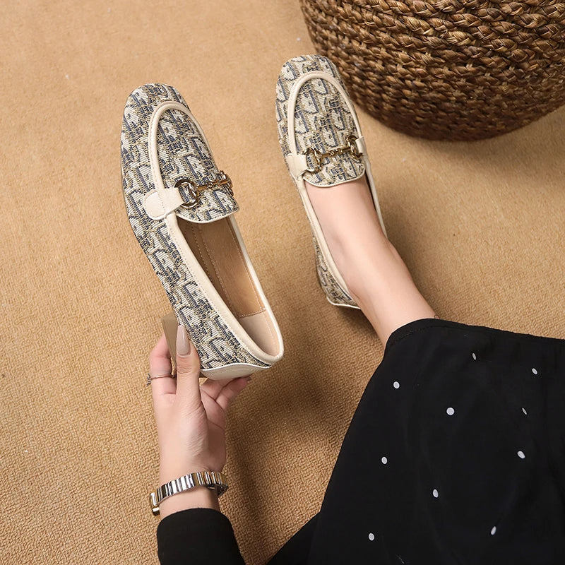 Women's Monogram Bow Loafers – Jacquard Slip-On Dress Shoes