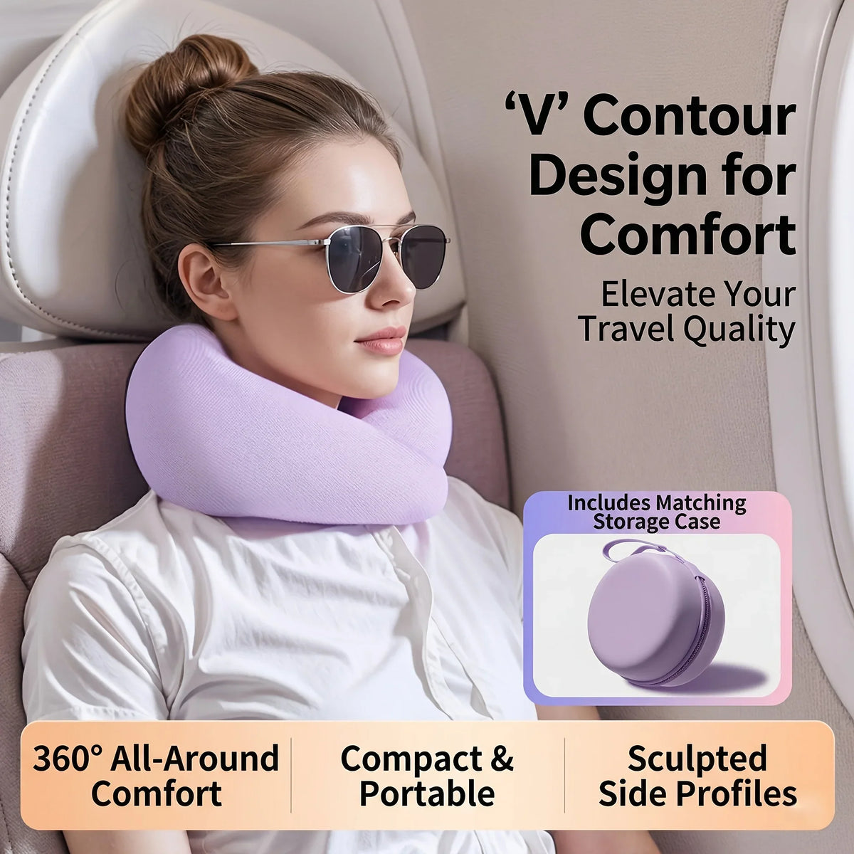 U-Shaped Memory Foam Travel Neck Pillow with Storage Box