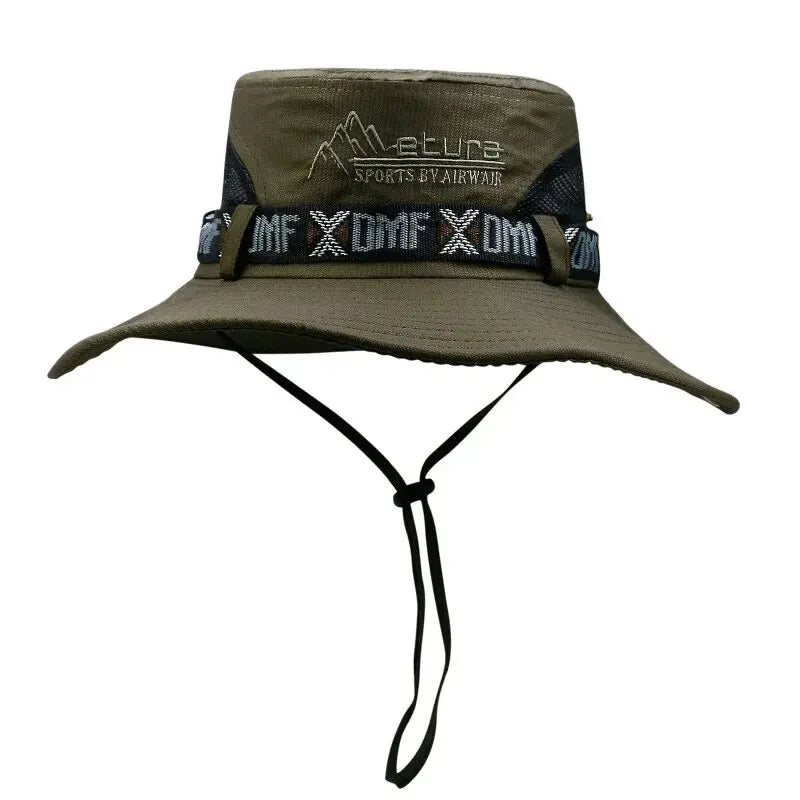 Men's Wide Brim Bucket Hat | UV Protection Mesh Safari Cap