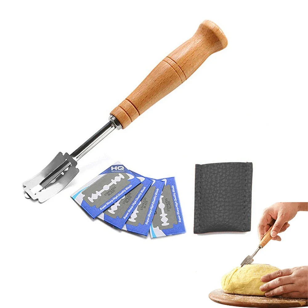 5-Piece Bread Baking Tool Set – Stainless Steel & Wood Handle