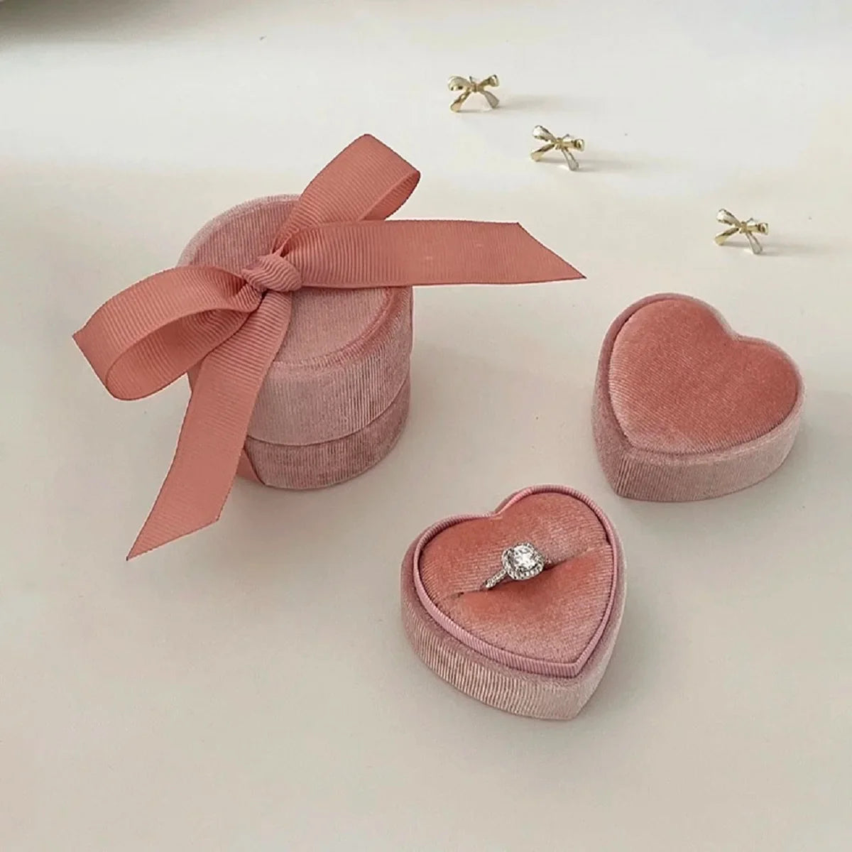 Premium Jewelry Ring Storage Box Vintage Display Holder Case Wedding