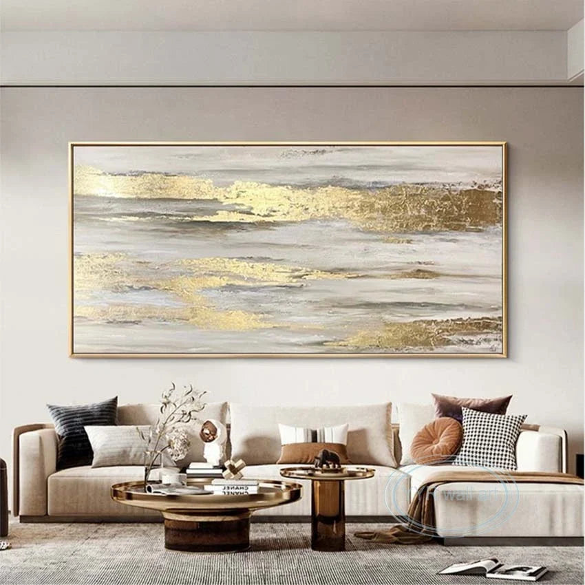 Abstract Gold Foil Handmade Oil Painting | Modern Canvas Wall Art