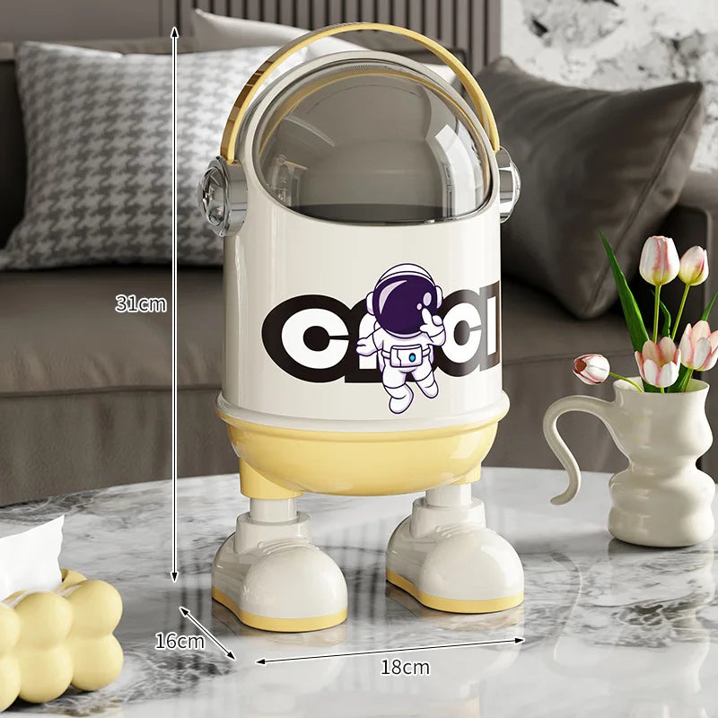 Astronaut Desktop Trash Bin – Covered Mini Waste Basket