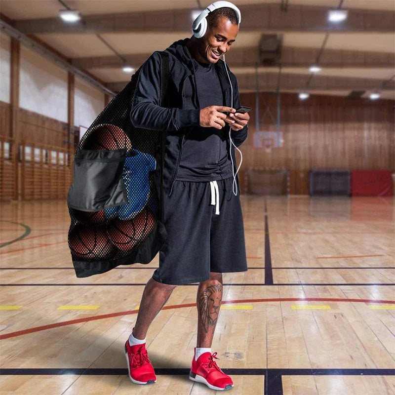 Extra Large Mesh Ball Bag – Drawstring Sports Storage Net