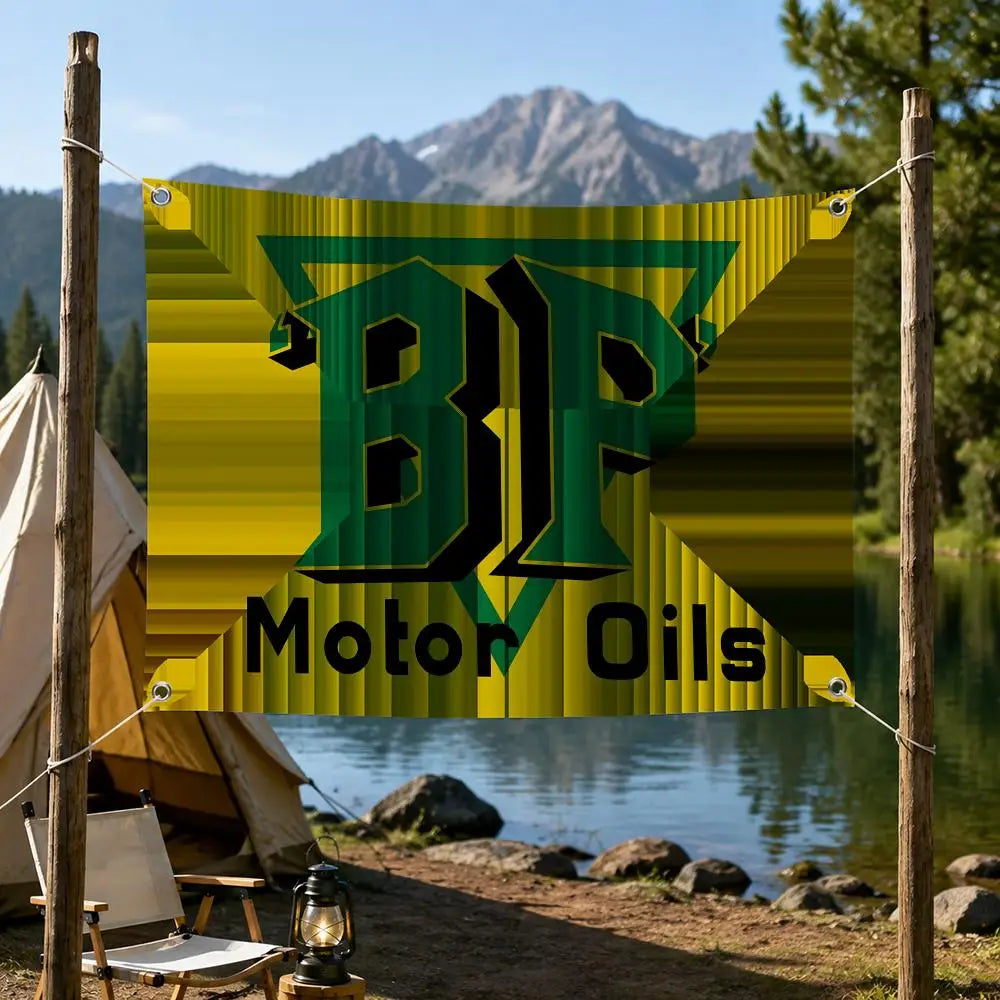 BP Motor Oil Flag Banner – Wall Hanging Automotive Décor
