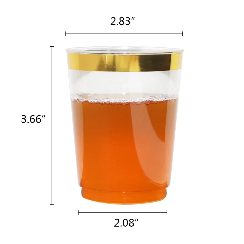 Gold Rimmed Plastic Cups Clear Tumblers Fancy Disposable Hard Rim