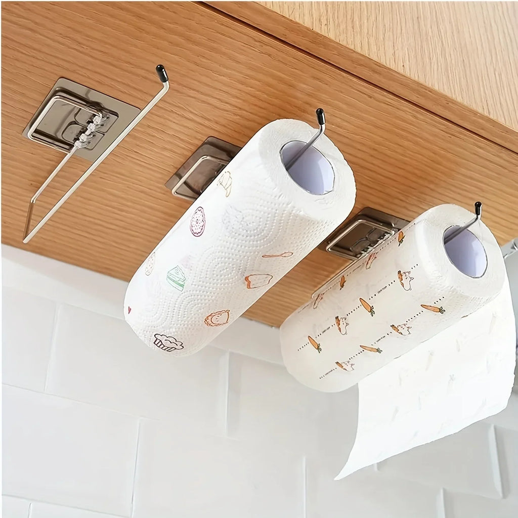 Self-Adhesive Paper Roll & Towel Holder – Stainless Steel Rack