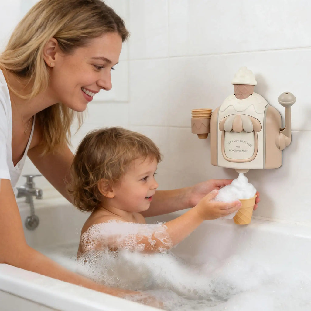 Kids Bubble Foam Bath Toy | Ice Cream Maker with Suction Cup