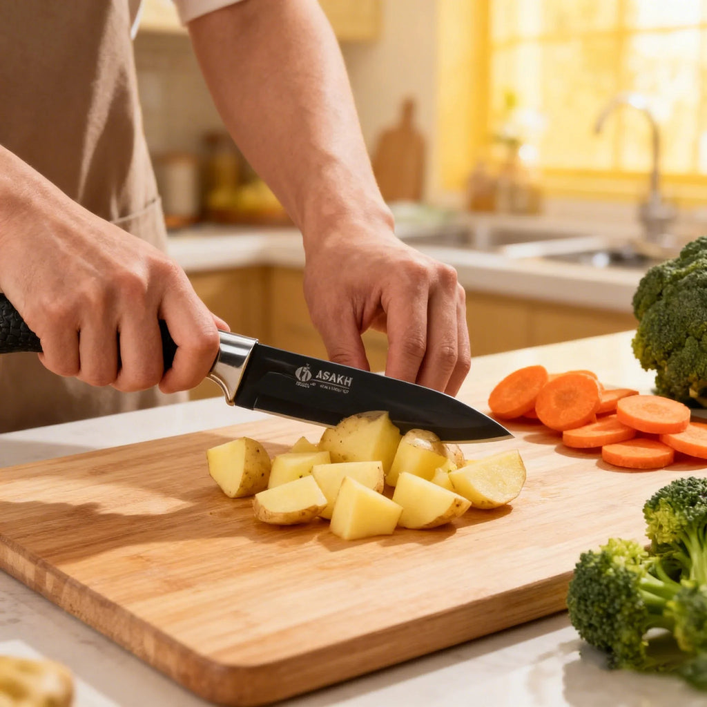 High-Carbon Steel Paring Knife – Sharp Black-Coated Blade