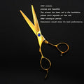 6" Left-Handed Gold Thinning Shears | 440C Barber Scissors