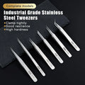 6-Piece Stainless Steel Tweezers Set – Bent & Straight Tips