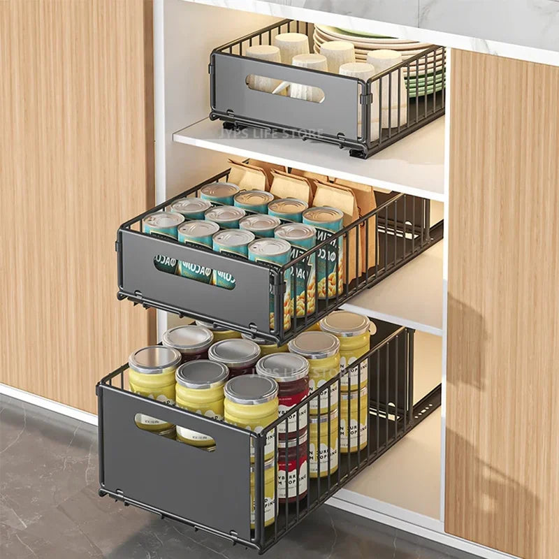 Pull Out Cabinet Organizer | Kitchen Slide-Out Storage Rack