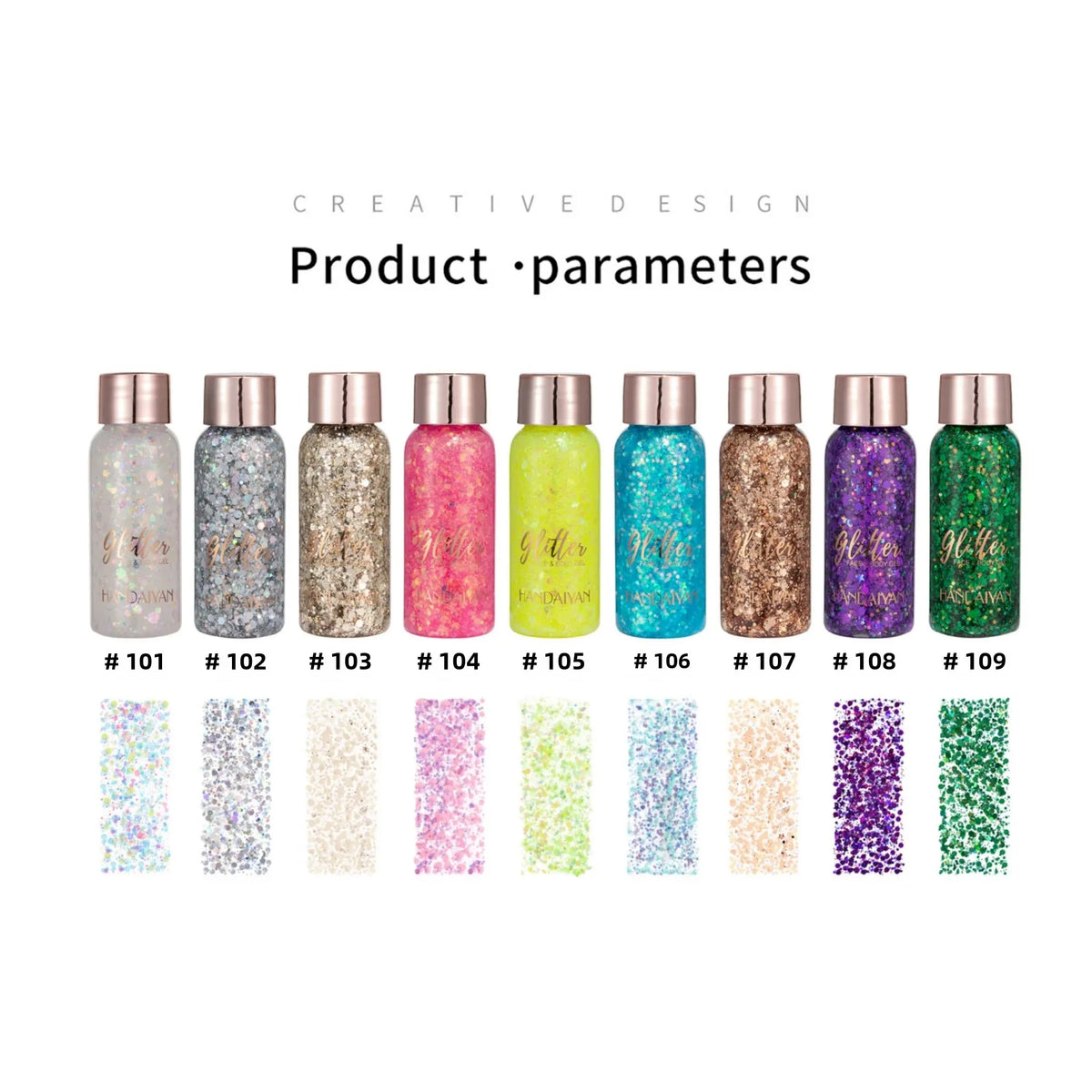 HANDAIYAN 9-Shade Glitter Gel for Face, Body, Hair & Nails