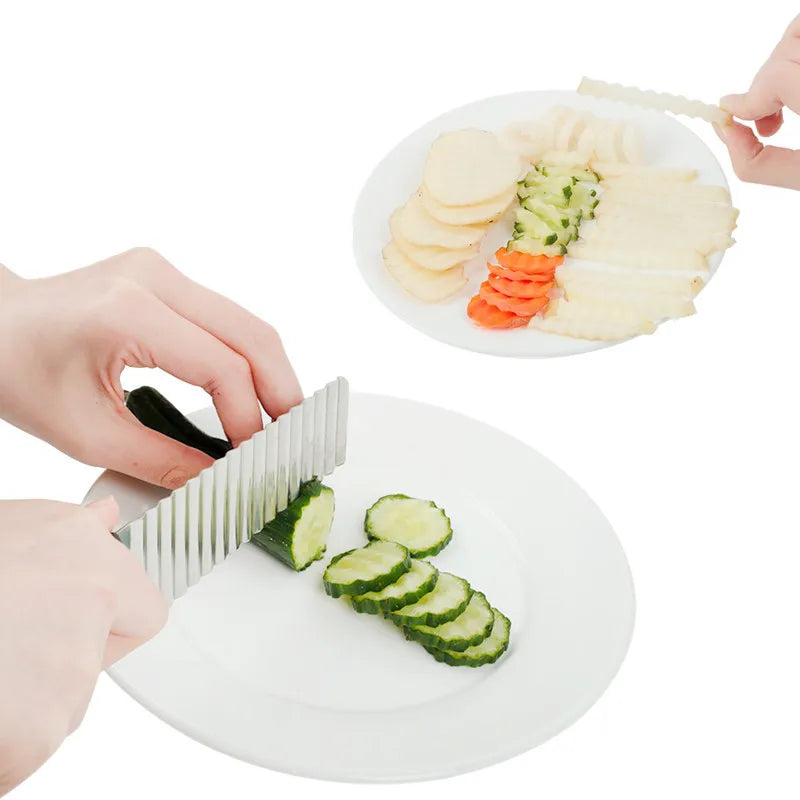 Stainless Steel Crinkle Wavy Slicer – French Fry & Veggie Cutter