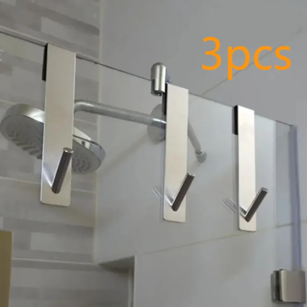 3-Pack Stainless Steel Over-the-Door Hooks | Towel & Robe Hangers