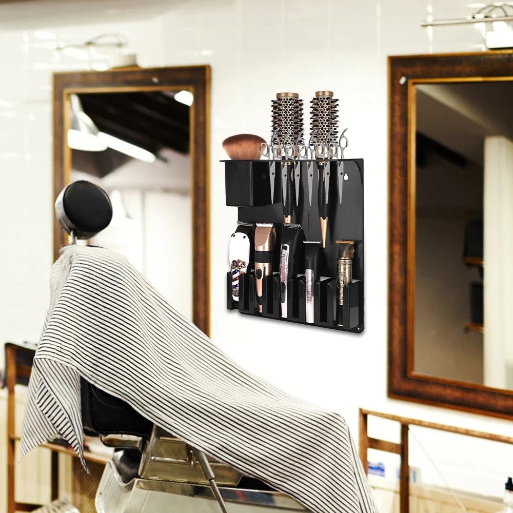 Wall Mount Barber Clipper Holder & Salon Tool Storage Rack