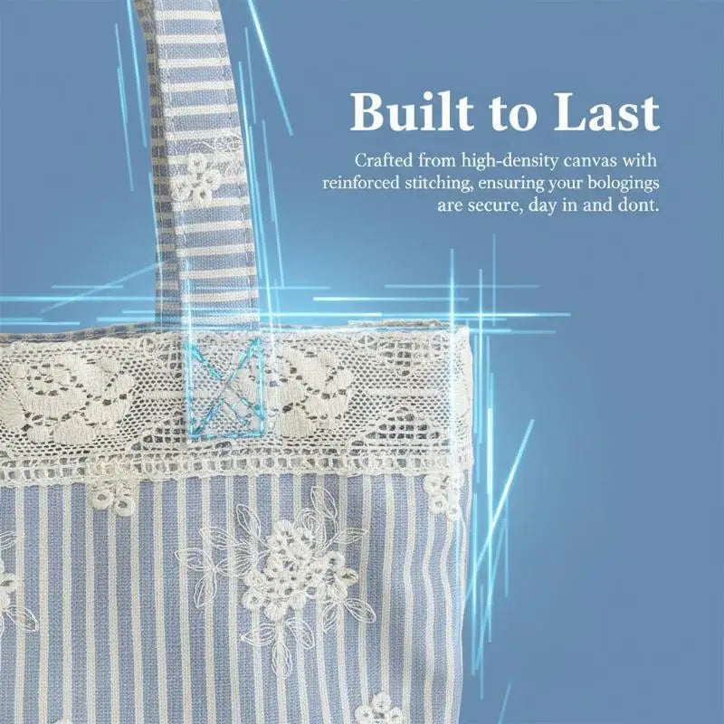 Lace Trim Polyester Tote Shoulder Bag | Foldable Travel Handbag