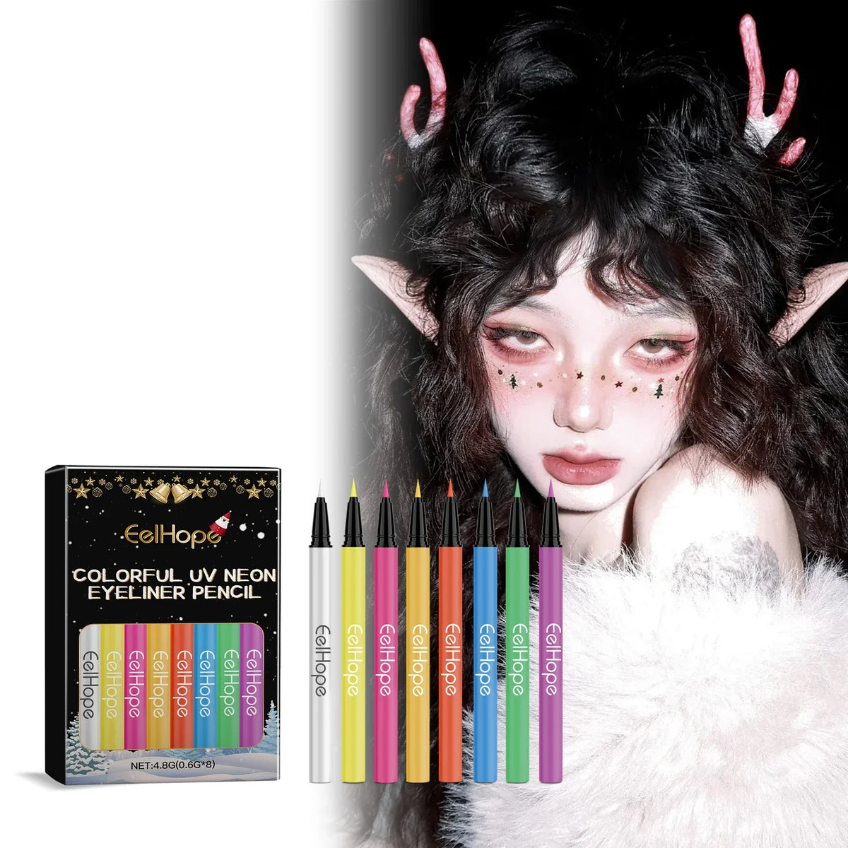 8-Color Neon UV Glow Eyeliner Set – Waterproof Body & Face Art